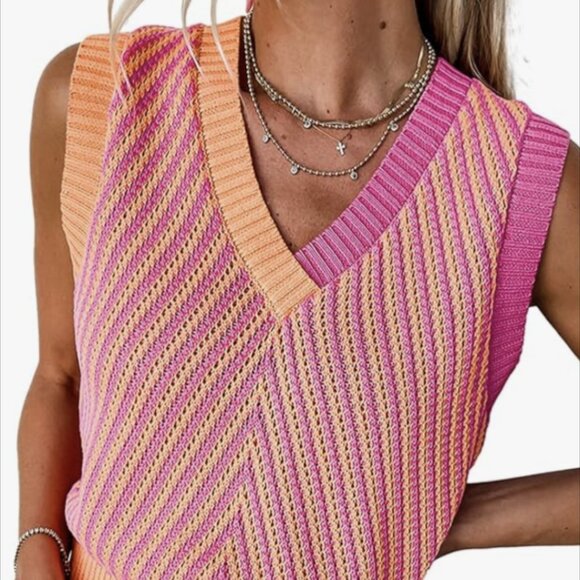 Tops - ⭐Color block Pink and Orange Vest
